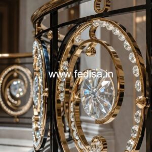 Elegant Brass Crystal Stair Railing Designs CR-0610