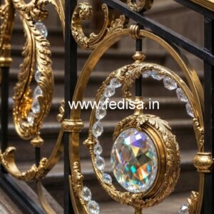 Luxury Staircase Ideas with Brass Crystal Railing CR-0629