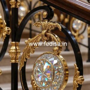 Glass & Brass Crystal Railing Combo Designs CR-0634