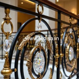 Elegant Staircase Brass Crystal Railings CR-0635