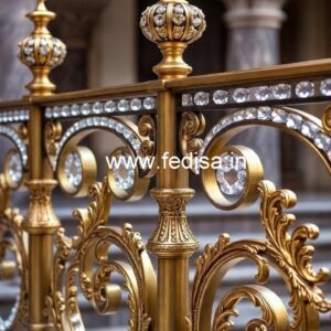 Elegant Crystal Embedded Brass Railings CR-0646