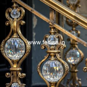 Modern Staircase Brass Crystal Designs CR-0651