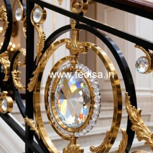 Designer Stair Railings with Brass Crystal CR-0679