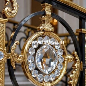 Luxury Home Staircase Brass Crystal Railings CR-0691