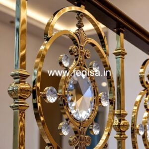 Luxury Brass Crystal Railing with Glass CR-0695
