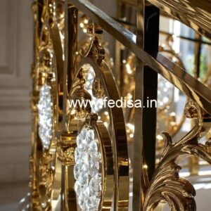 Elegant Luxury Stair Railings Brass Crystal CR-0702