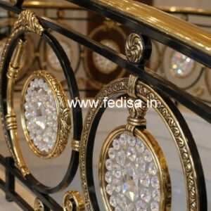 Modern Royal Stair Railings Brass Crystal CR-0706