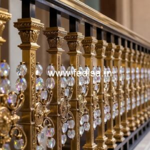 Luxury Staircase with Brass Crystal Railing CR-0725