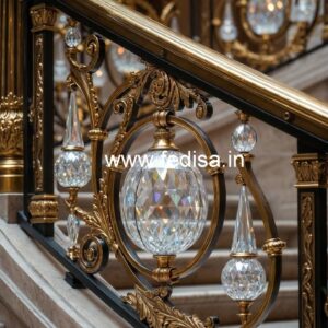 Elegant Stair Railings with Brass Crystal CR-0745