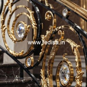 Elegant Brass Crystal Railings with Marble CR-0770
