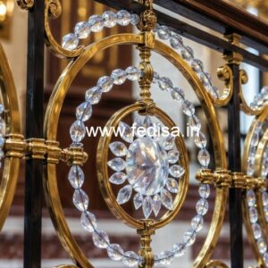Luxury Brass Crystal Railings with Glass Panels CR-0781