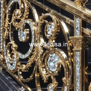 Designer Brass Crystal Railings with Glass CR-0818
