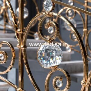 Elegant Brass Crystal Railing Designs for Villas CR-0831