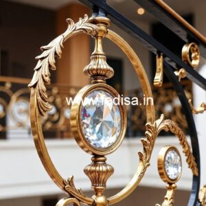 Elegant Brass Crystal Railings with Glass CR-0837
