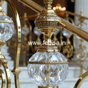 Luxury Staircase Ideas with Brass Crystal Railing CR-0933