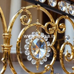 Elegant Crystal Embedded Brass Railings CR-0950