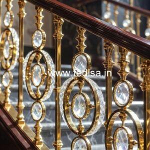 Luxury Interior Decor with Brass Crystal Railings CR-0954