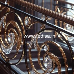 Custom Staircase Brass Crystal Railings CR-0964