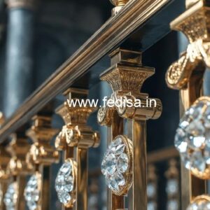 Modern Royal Stair Railings Brass Crystal CR-1010