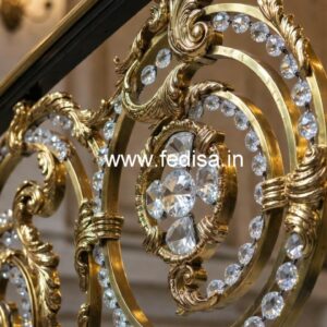 Designer Brass Crystal Stair Railings for Villas CR-1019
