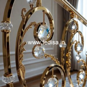 Golden Finish Brass Crystal Stair Railings CR-1024