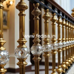 Elegant Stair Railings with Brass Crystal CR-1049
