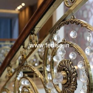 Elegant Brass Crystal Railings with Marble CR-1074