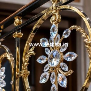 Luxury Brass Crystal Railings with Glass Panels CR-1085