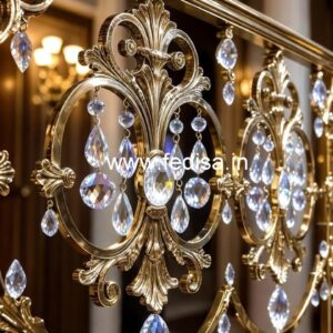 Elegant Brass Crystal Railings for Interiors CR-1088
