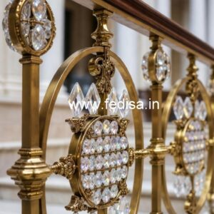 Designer Brass Crystal Railings with Glass CR-1122