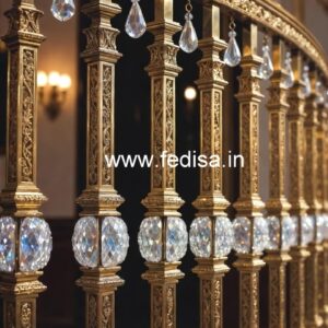 Elegant Brass Crystal Railings with Glass CR-1141