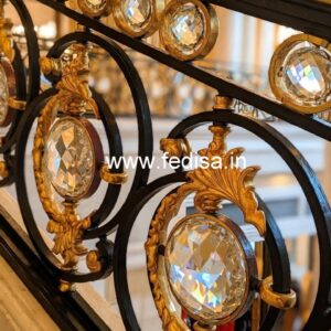 Luxury Staircase Ideas with Brass Crystal Railing CR-1237
