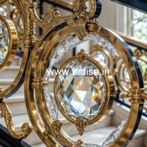 Modern Staircase Brass Crystal Designs CR-1259