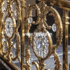 Brass Crystal Railing with Marble Stairs CR-1292