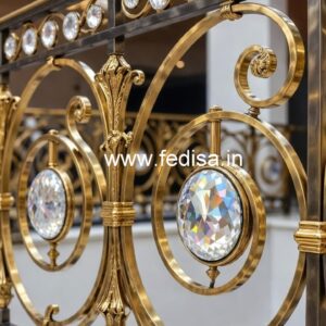 Luxury Brass Crystal Railing with Glass CR-1303