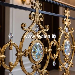 Classic Interior Crystal Brass Railings CR-1315