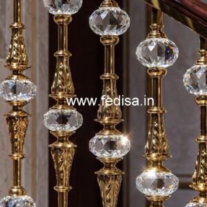 Designer Brass Crystal Stair Railings for Villas CR-1323