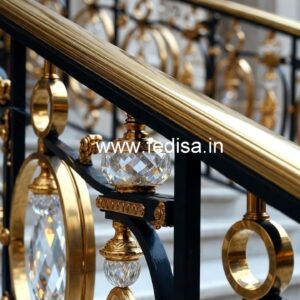 Luxury Staircase with Brass Crystal Railing CR-1333