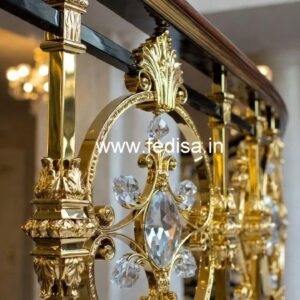 Stylish Brass Crystal Railings with Glass CR-1342