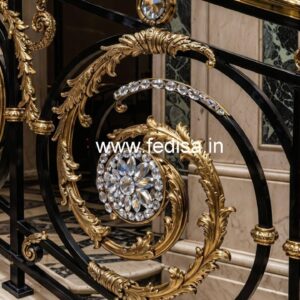 Elegant Brass Crystal Railings with Glass CR-1445