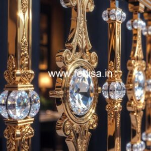 Stylish Brass Crystal Railings for Stair Design CR-1455