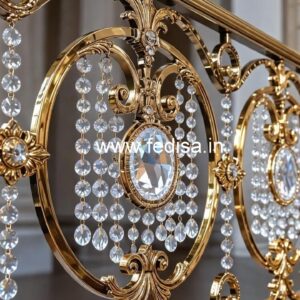 Designer Staircase with Brass Crystal Railing CR-1535