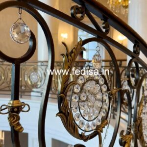 Luxury Staircase Ideas with Brass Crystal Railing CR-1541