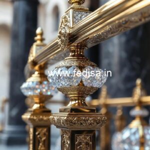 Brass Crystal Railing with Marble Stairs CR-1596