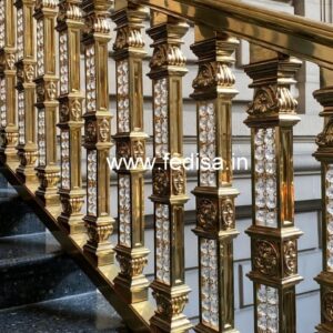 Golden Finish Brass Crystal Stair Railings CR-1632