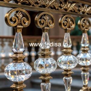 Designer Brass Crystal Railings with Glass CR-1730