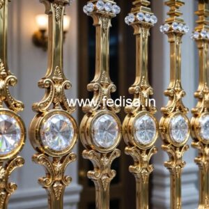 Elegant Brass Crystal Railings with Glass CR-1749