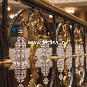 Designer Staircase with Brass Crystal Railing CR-1839