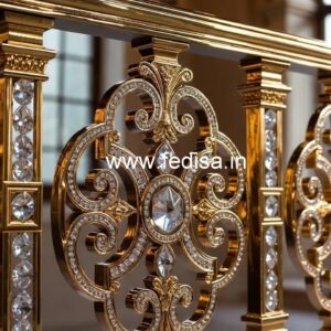Luxury Staircase Ideas with Brass Crystal Railing CR-1845