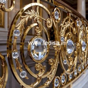 Elegant Staircase Brass Crystal Railings CR-1851